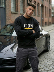 Juodas vyriškas džemperis OZONEE JS/8B1753/3