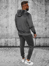 Grafitinis vyriškas veliūrinis sportinis kostiumas OZONEE JS/8C1169/6