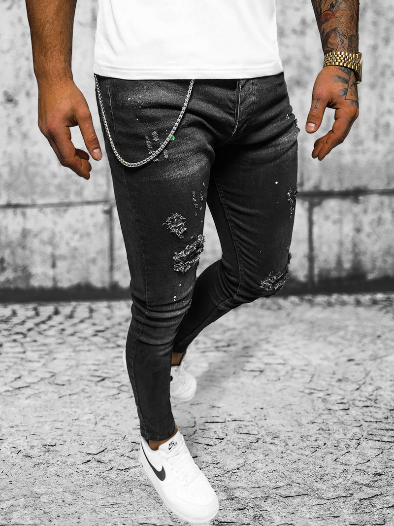 Juodi vyriški džinsai OZONEE O/MB460