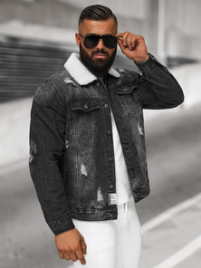 Juoda vyriška džinso šerpas striukė OZONEE NB/MJ502NZ