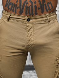 Smėliniai vyriškos chino jogger stiliaus kelnės OZONEE NB/MP0202K