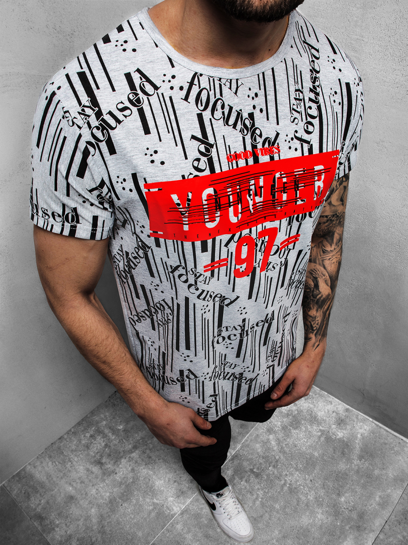 Pilki vyriški marškinėliai OZONEE JS/KS1993Z