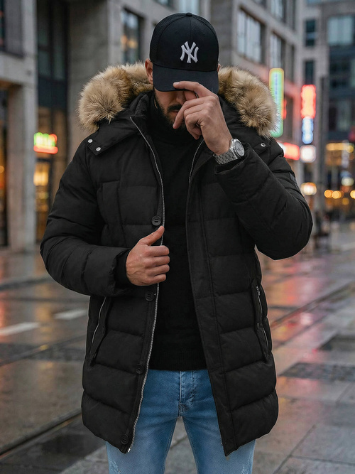 Juodi vyriška žieminė striukė OZONEE JS/5M3122/392Z