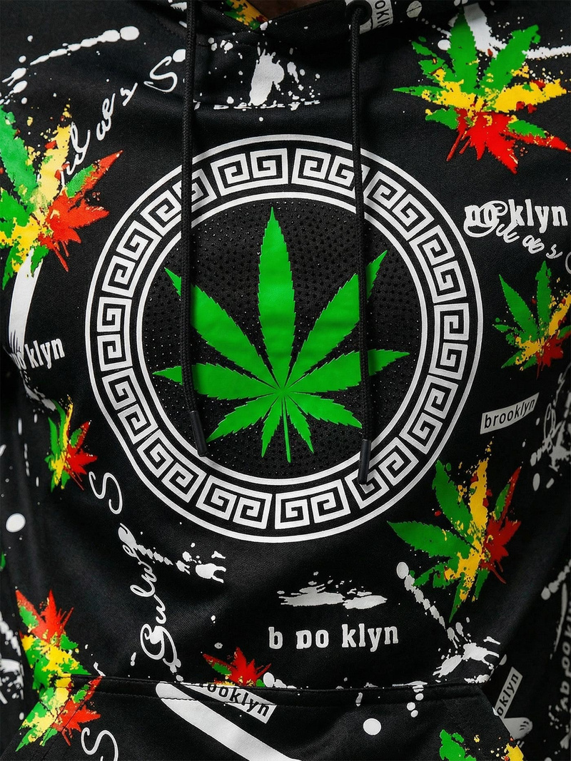 Juodas vyriškas džemperis su gobtuvu OZONEE O/B269Z