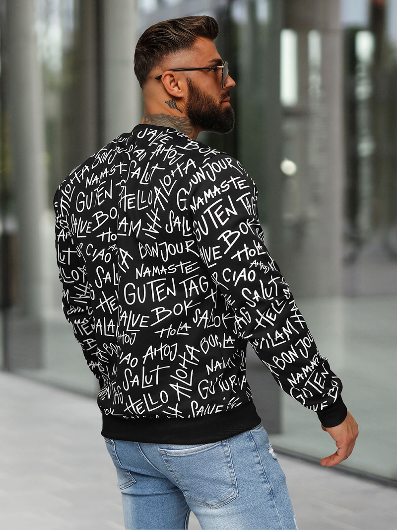 Juodas vyriškas džemperis OZONEE JS/8B1188/3