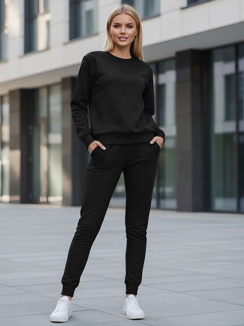 Juodas moteriškas sportinis dviejų dalių kostiumas OZONEE JS/CKW01