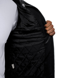 Juoda vyriška odinė striukė OZONEE JB/JP1149