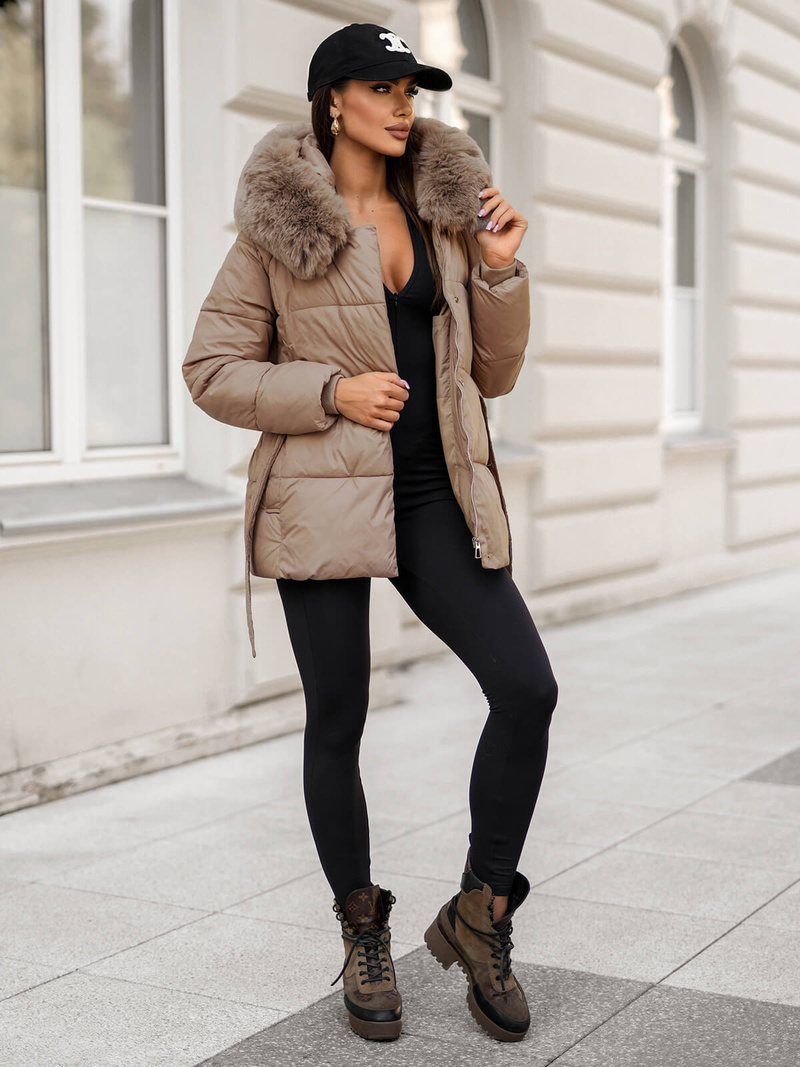 Smėlinis moteriška striukė OZONEE JS/16M9206/62