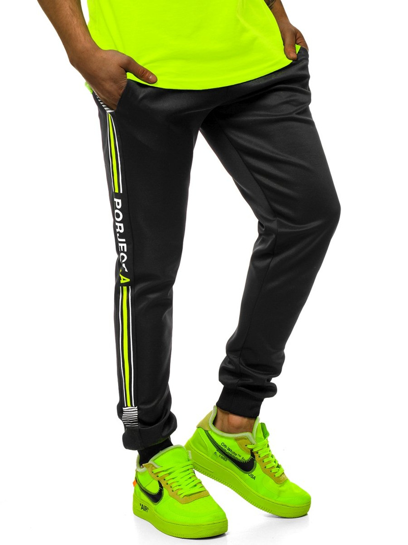 Juodi-Žalios vyriškos sportinės kelnės OZONEE JS/AM120