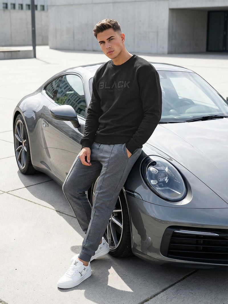 Juodas vyriškas džemperis OZONEE JS/8B1992/3