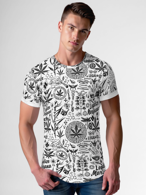 Baltas vyriški marškinėliai OZONEE O/P1347Z