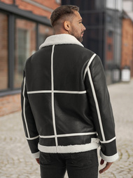 Juoda vyriška odinė striukė OZONEE JS/11Z8270