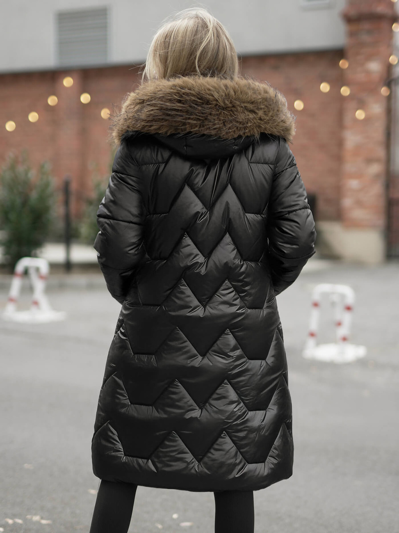 Juoda moteriška žieminė striukė OZONEE O/5M3229/392Z