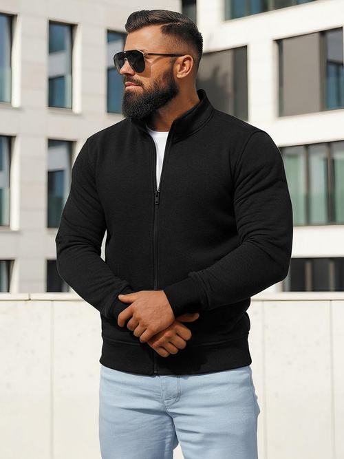 Juodas vyriškas džemperis su užtrauktuku OZONEE JS/2002Z