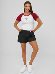 Baltai-raudoni moteriški marškinėliai OZONEE JS/R61627