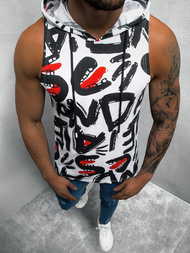 Baltai-juodi vyriški berankoviai marškinėliai OZONEE O/BL301