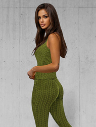 Rusvai žalsva moteriškas sportinis dviejų dalių kostiumas OZONEE JS/YW88037/7Z