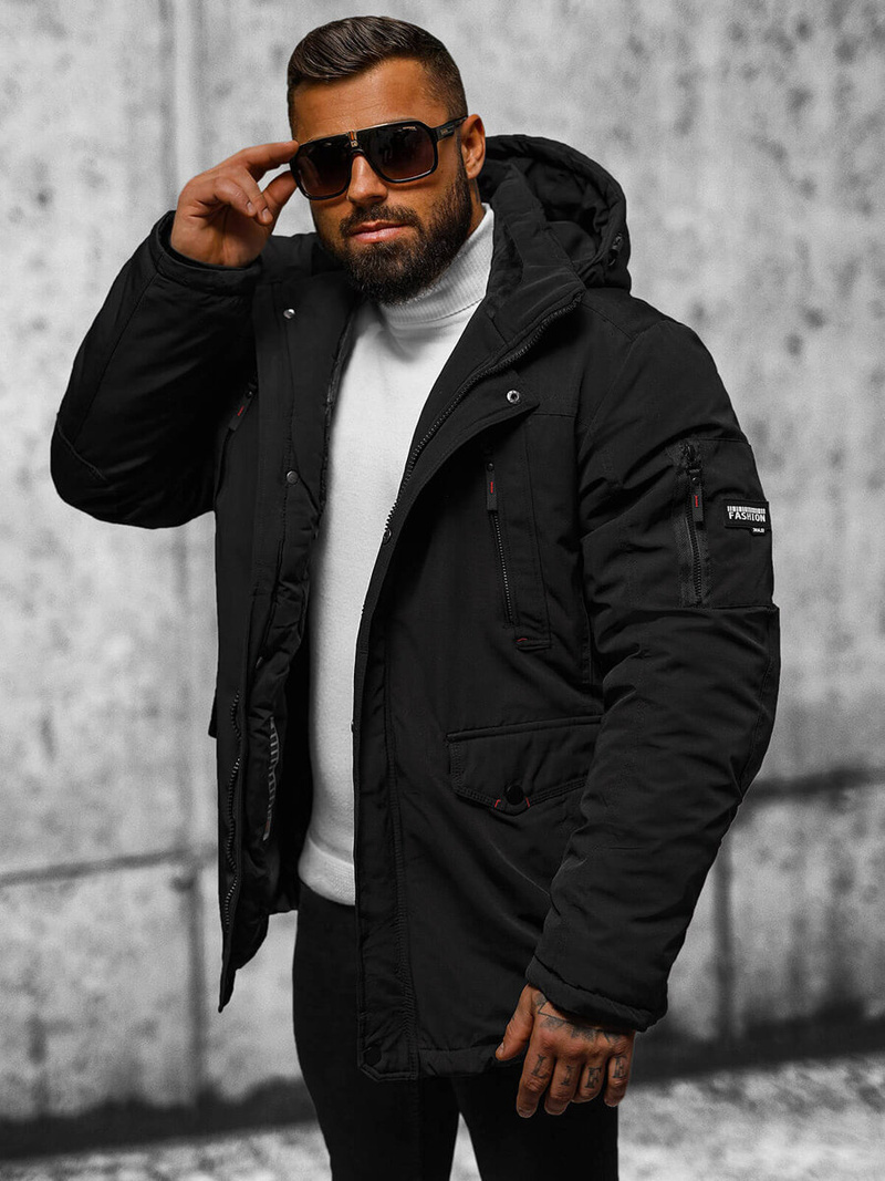 Juodi vyriška žieminė striukė OZONEE JS/5M718/392