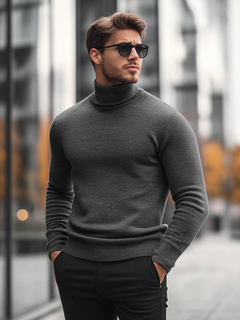 Grafitinis vyriškas megztinis OZONEE O/GM303Z