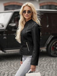 Juoda Moteriška Odinė Striukė OZONEE JS/11Z8208