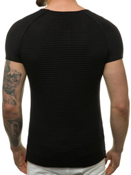 Juoda vyriška palaidinė trumpomis rankovėmis OZONEE L/2297