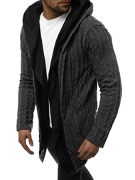 Grafitinis vyriškas džemperis su gobtuvu OZONEE MACH/2138