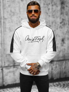 Balta vyriškas džemperis su gobtuvu OZONEE JS/3B572