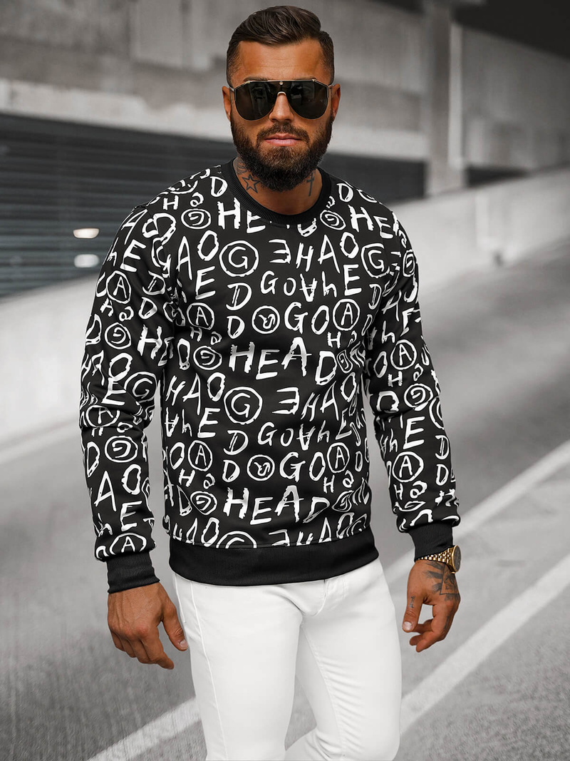 Juodas vyriškas džemperis OZONEE JS/8B1221/3