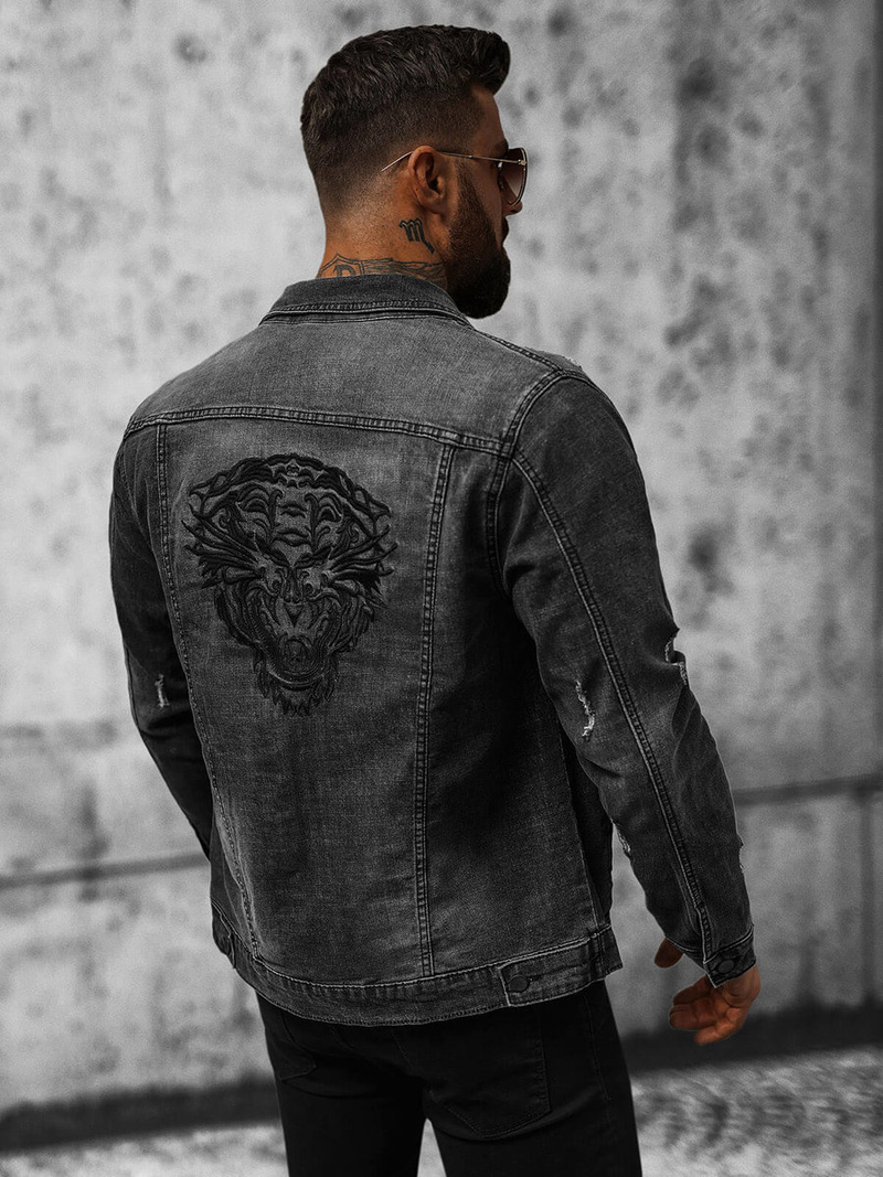 Juodi vyriška džinso striukė OZONEE NB/MJ515N