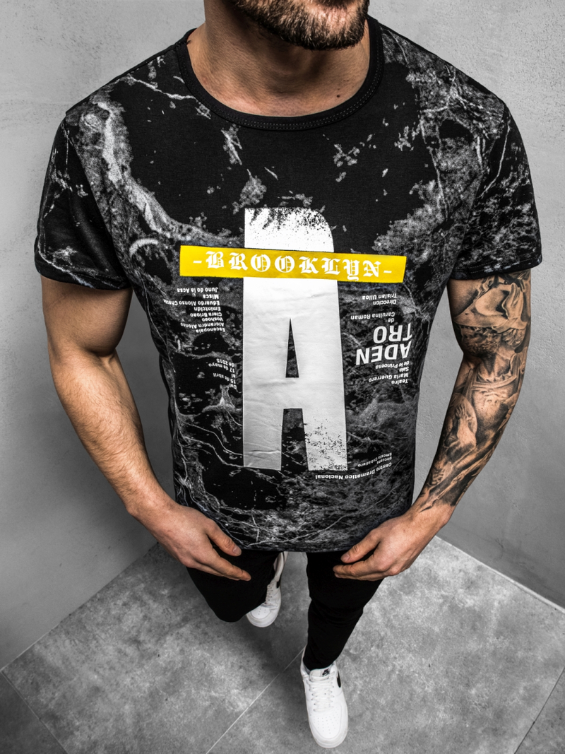 Juodi vyriški marškinėliai OZONEE JS/SS10921Z