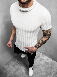 Balta vyriška palaidinė trumpomis rankovėmis OZONEE L/2294Z