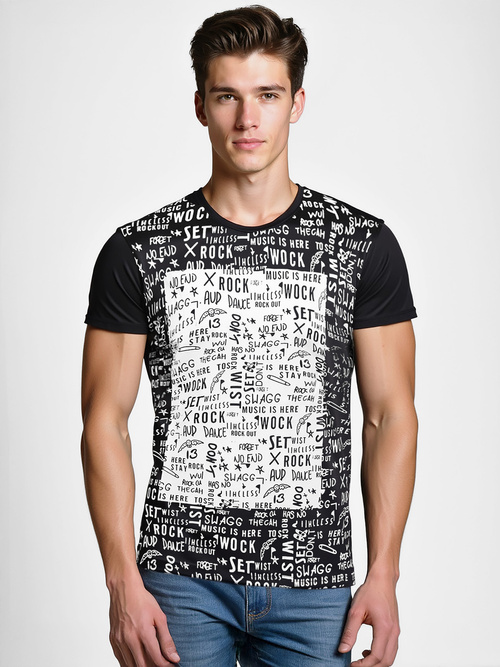 Juodi vyriški marškinėliai OZONEE O/T122/3Z