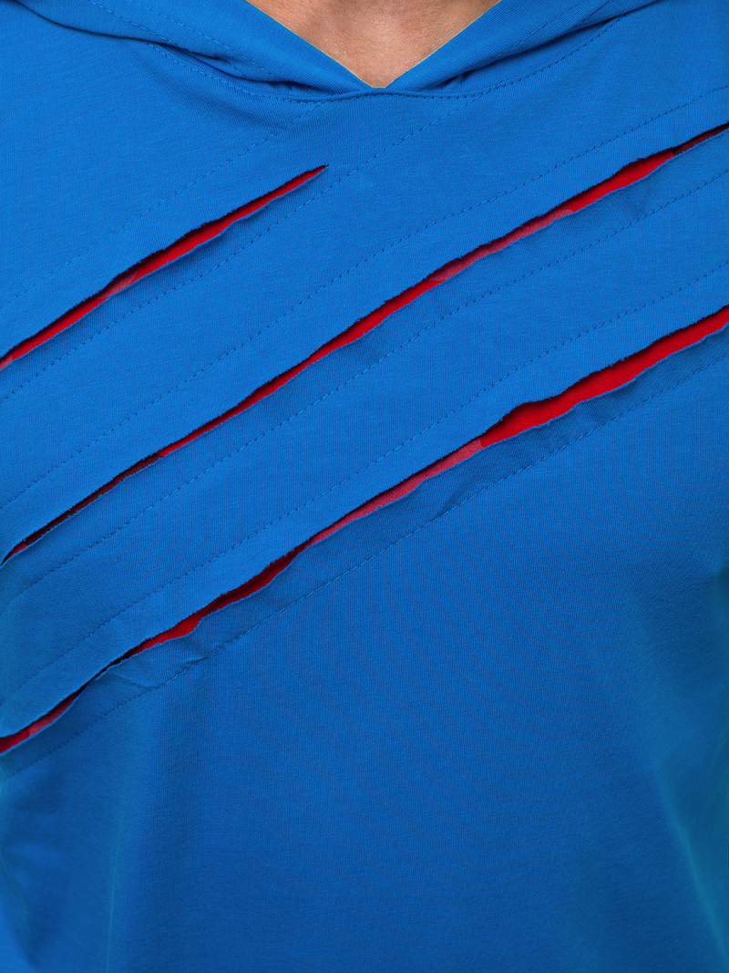 Mėlyni vyriški marškinėliai su gobtuvu OZONEE A/1185Z