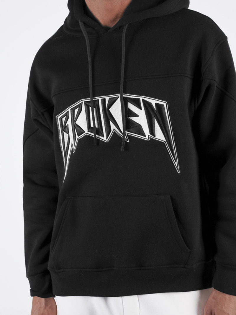 Juoda džemperis su gobtuvu OZONEE O/SWE23019Z