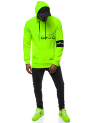 Žaliai-Neoninis vyriškas džemperis su gobtuvu OZONEE MACH/3105Z