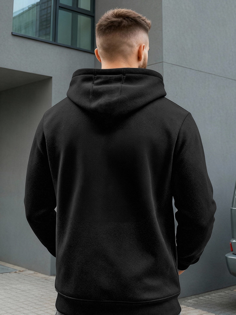 Juoda vyriškas džemperis su gobtuvu OZONEE JS/8B1969/3