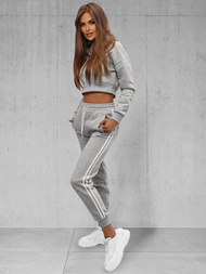 Pilkas moteriškas sportinis dviejų dalių kostiumas OZONEE JS/8C67/2Z