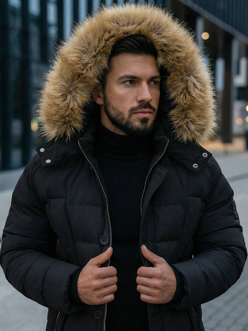 Juodi vyriška žieminė striukė OZONEE JS/5M3122/392Z