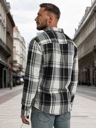 Juodai-balti vyriški marškiniai OZONEE NB/MC728N/3