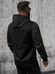 Juodas vyriškas džemperis su gobtuvu OZONEE O/B265