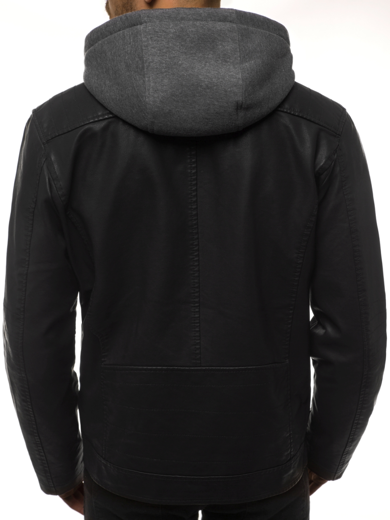 Juoda vyriška odinė striukė OZONEE JB/JP1127