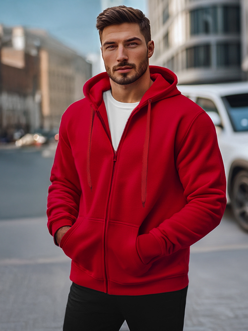 Tamsiai-Raudonas džemperis su gobtuvu OZONEE JS/2008Z