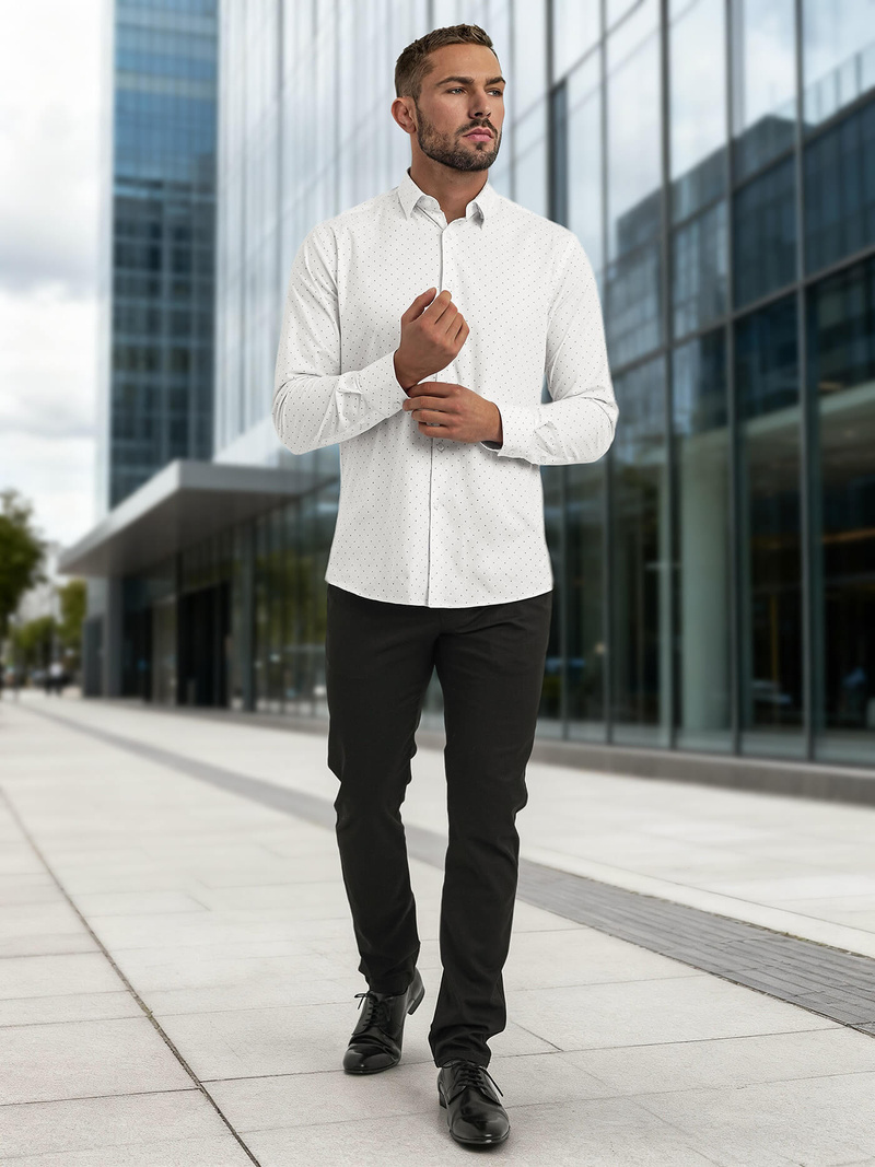 Balti vyriški marškiniai OZONEE V/V185