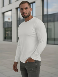 Balti vyriški marškinėliai ilgomis rankovėmis OZONEE JS/DB71/2