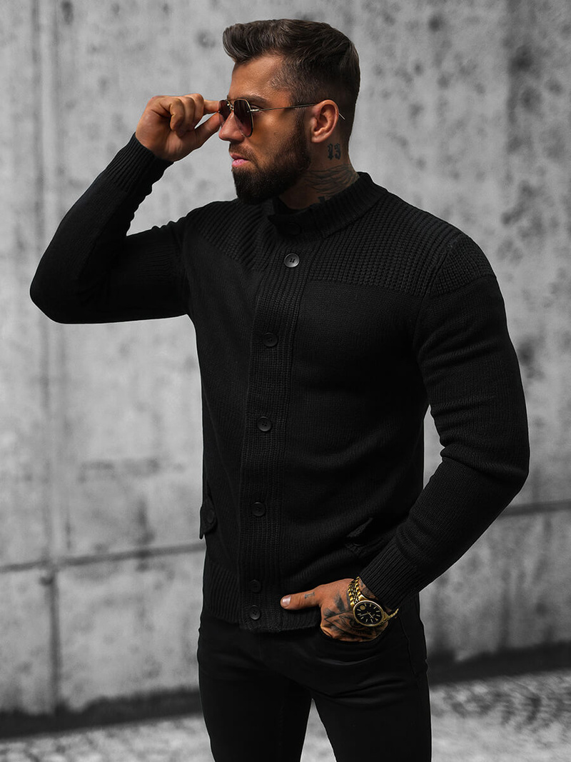 Juodas vyriškas megztinis OZONEE NB/MM6011/4