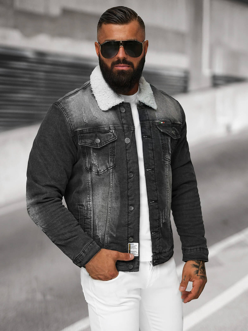 Juoda vyriška džinso šerpas striukė OZONEE NB/MJ513N