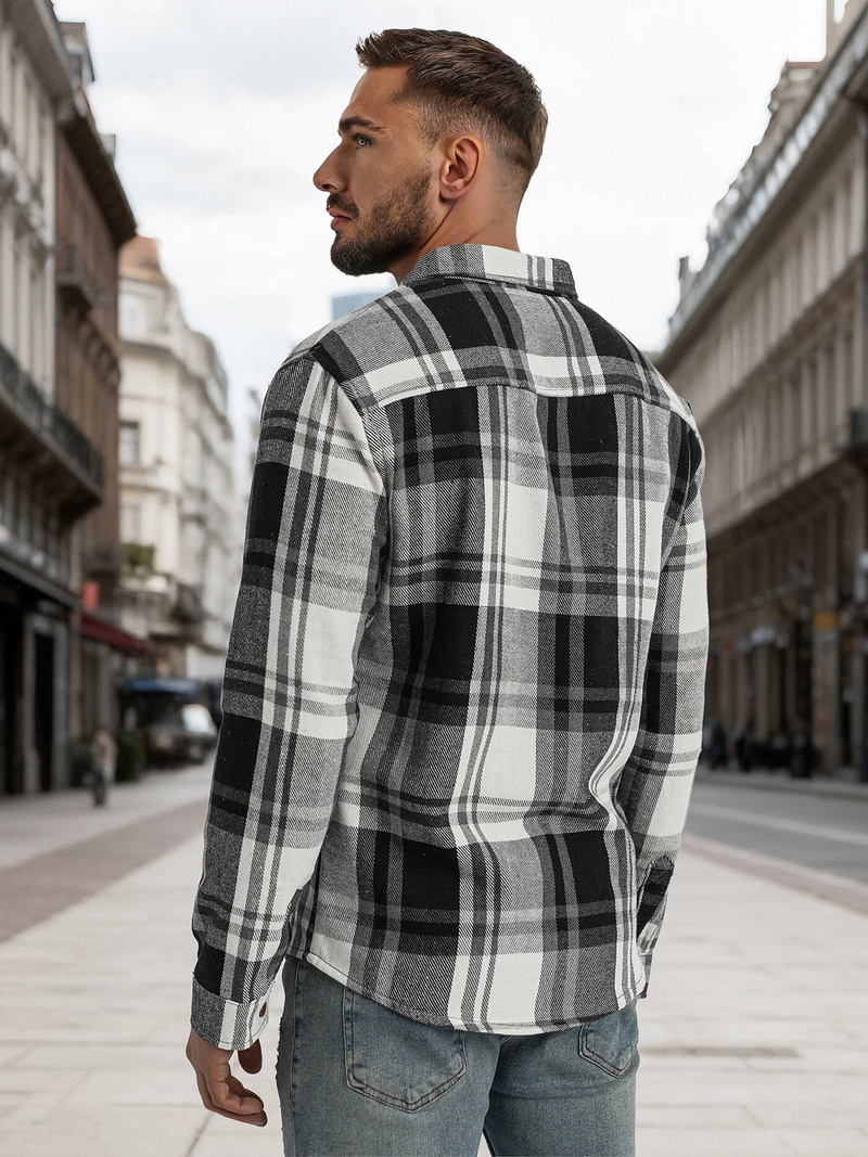 Juodai-balti vyriški marškiniai OZONEE NB/MC728N/3