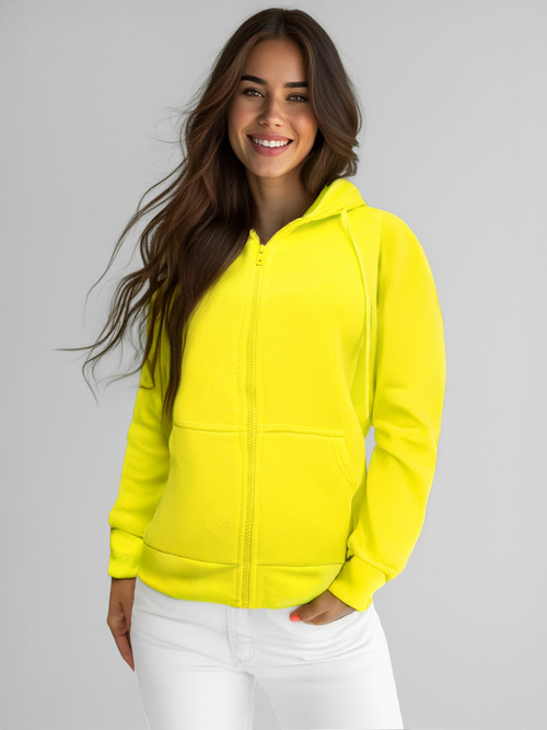 Geltonai-Neoninis moteriškas džemperis su užtrauktuku OZONEE JS/W03Z