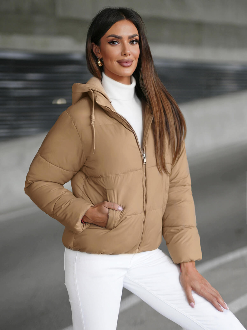 Šviesiai-smėlinis moteriška striukė OZONEE JS/16M9187/158Z