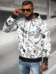 Baltas vyriškas džemperis su gobtuvu OZONEE JS/8B1227/1